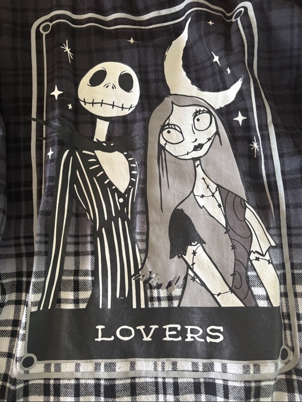 Plaid Graphic Button-Up Shirt - Black & White "Lovers" - Picture 2 of 5